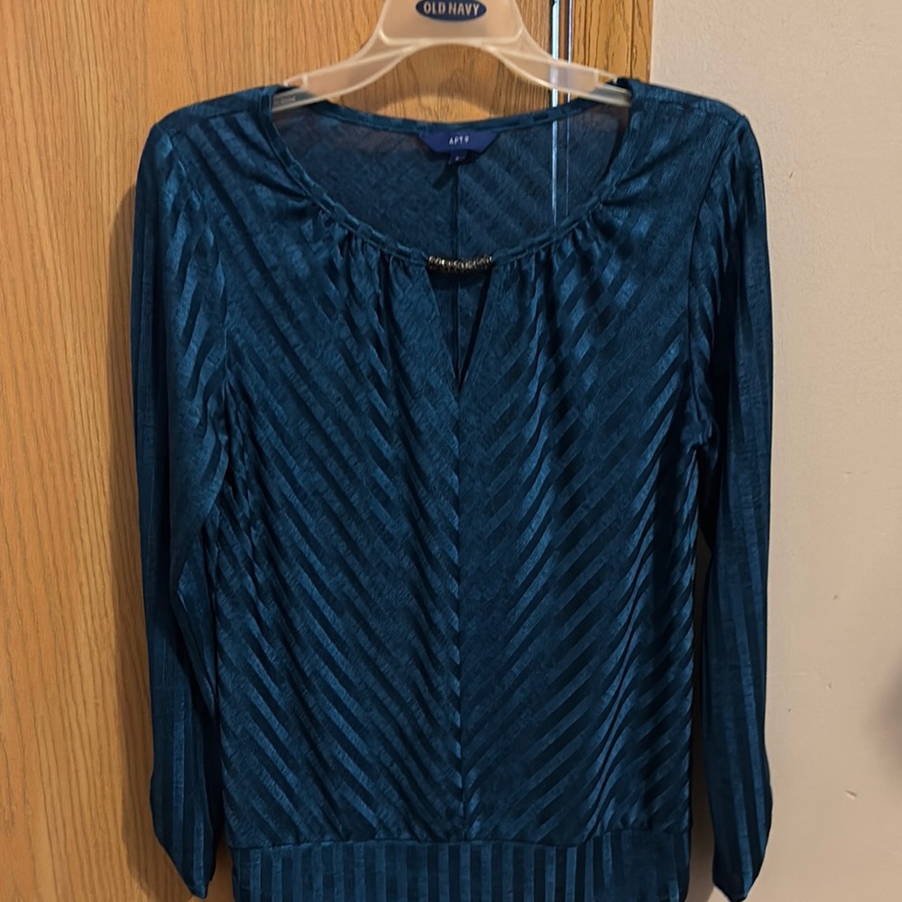 APT.9 Teal Chevron Blouse